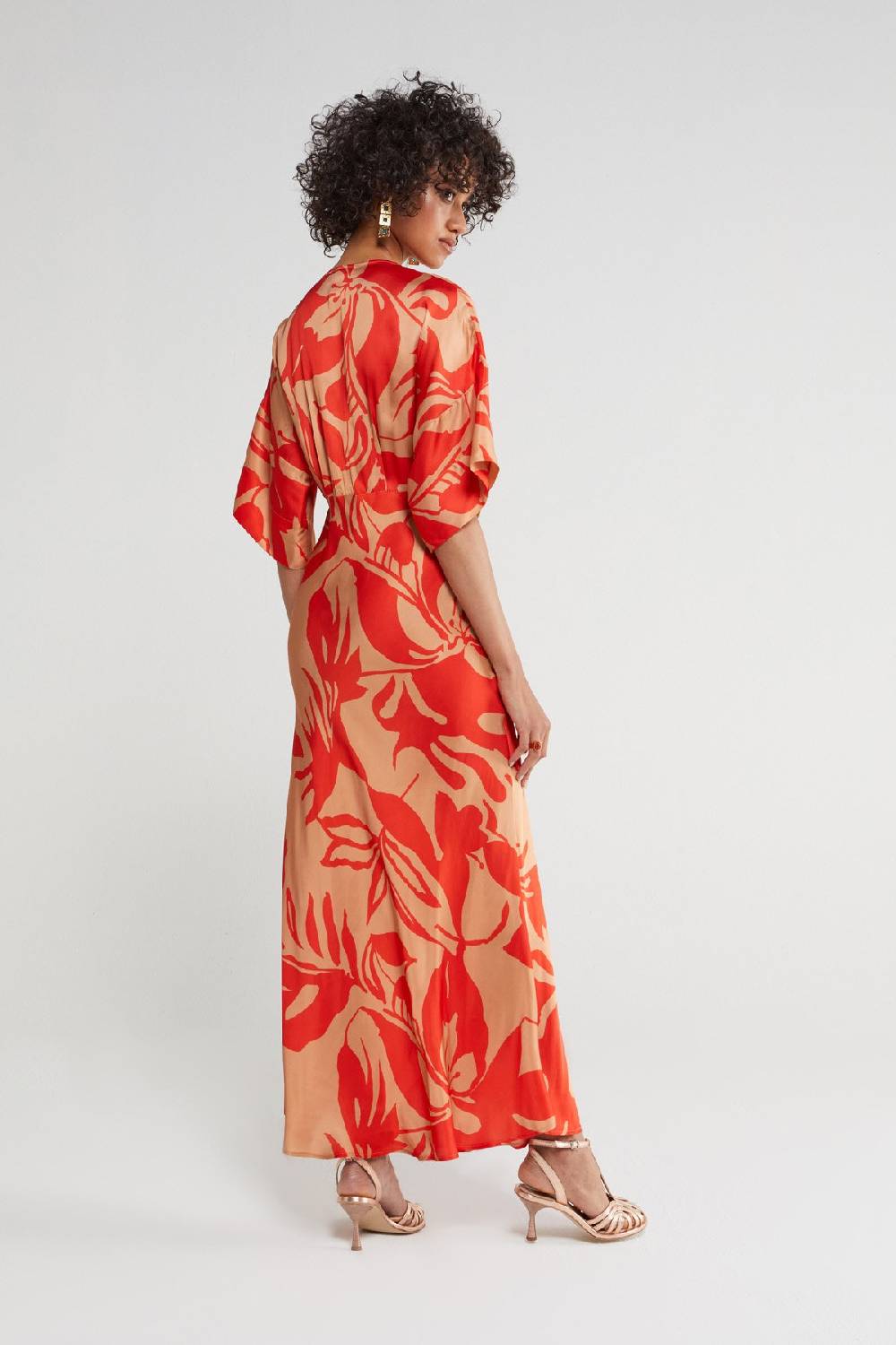 Ottod'Ame Printed Viscose V-neck Long Dress