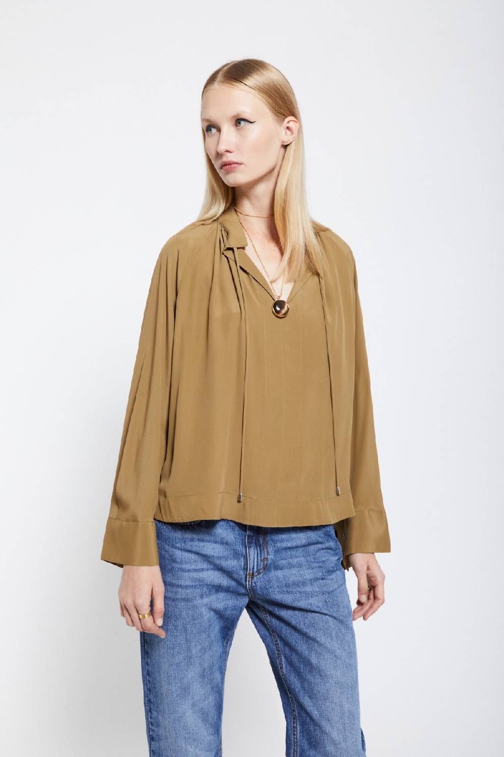 Ottod'Ame Silk-blend Blouse With Drawstring