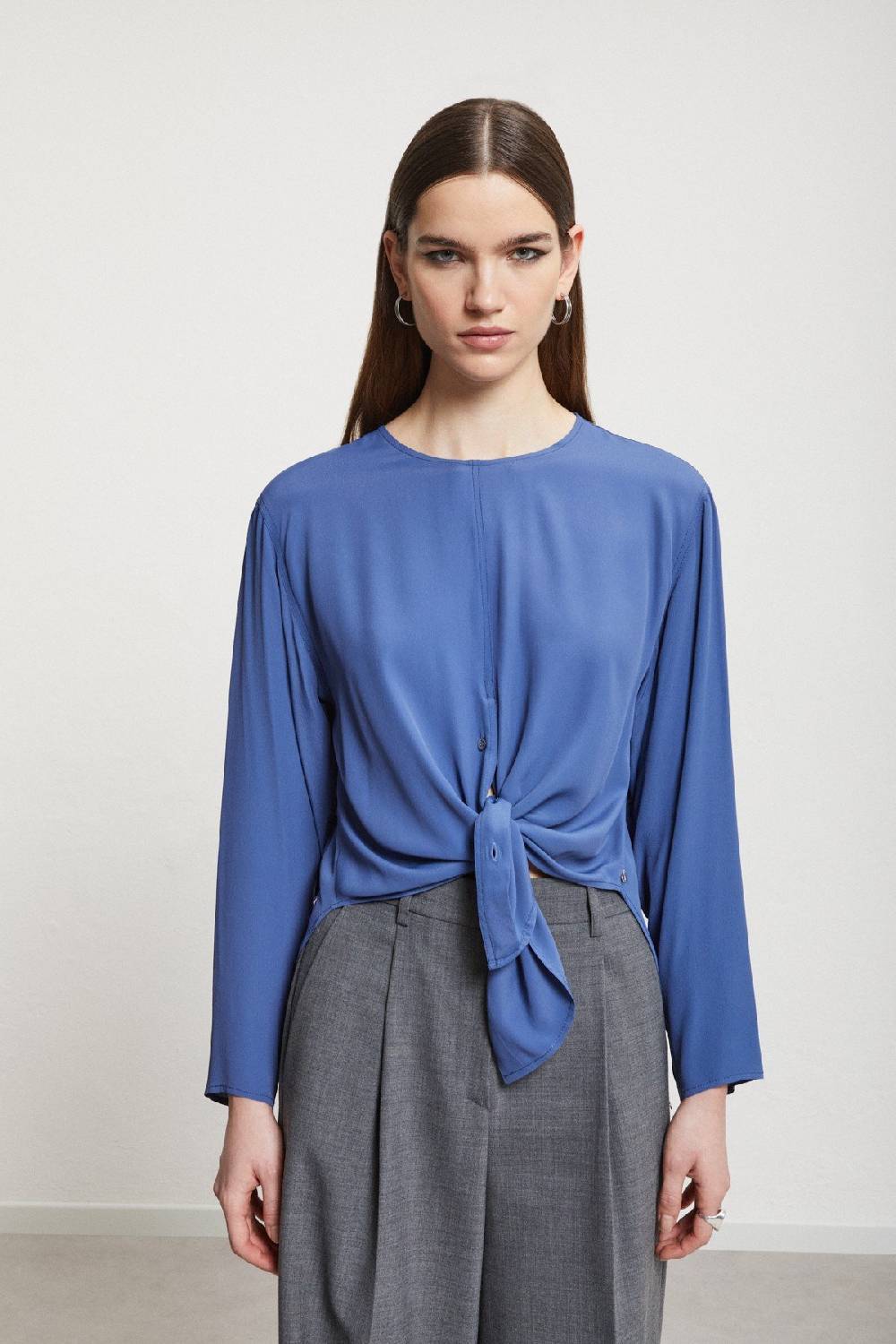 Ottod'Ame Silk-blend Blouse With Rounded Bottom
