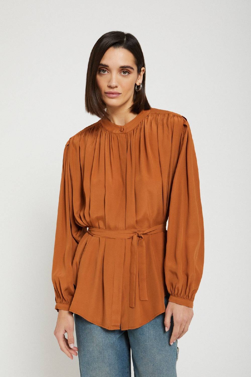 Ottod'Ame Silk-blend Draped Blouse