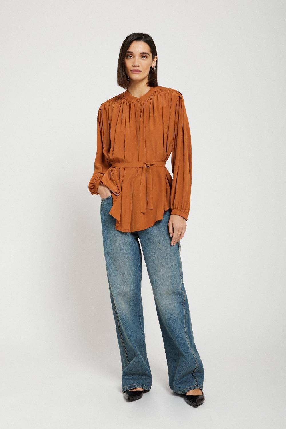 ottod'Ame Silk-blend draped blouse