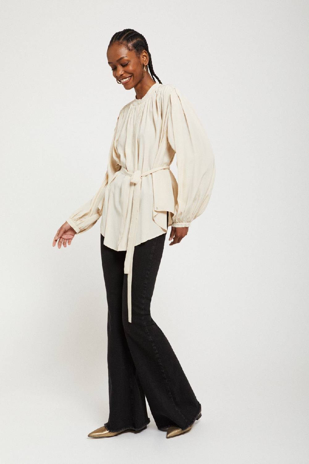 ottod'Ame Silk-blend draped blouse