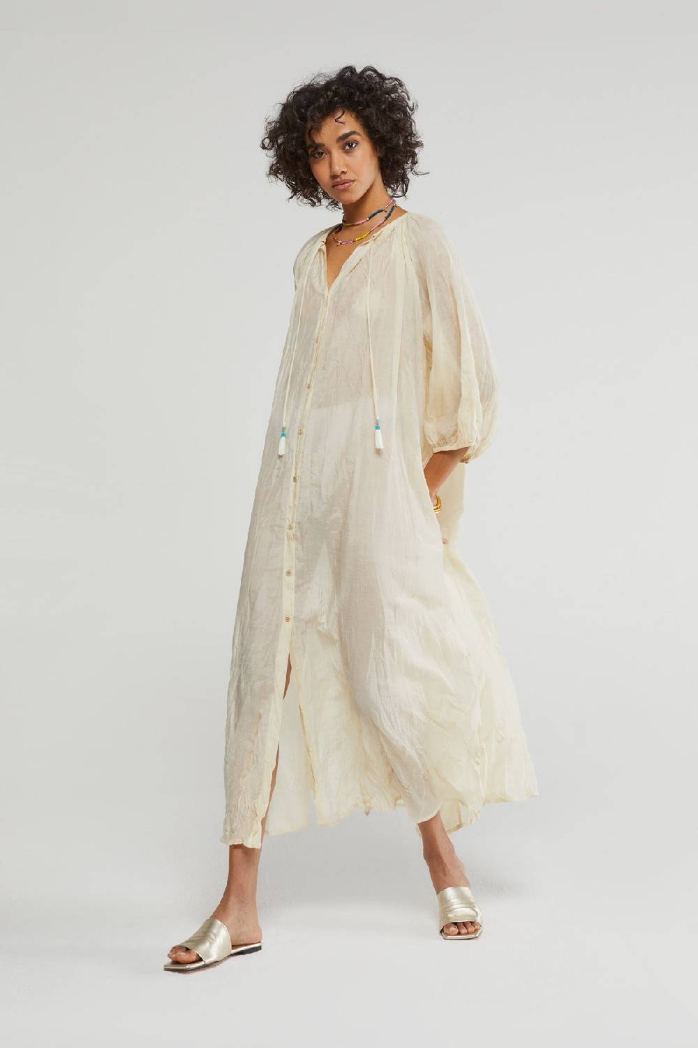 Ottod'Ame Silk Blend Long Chemisier Dress