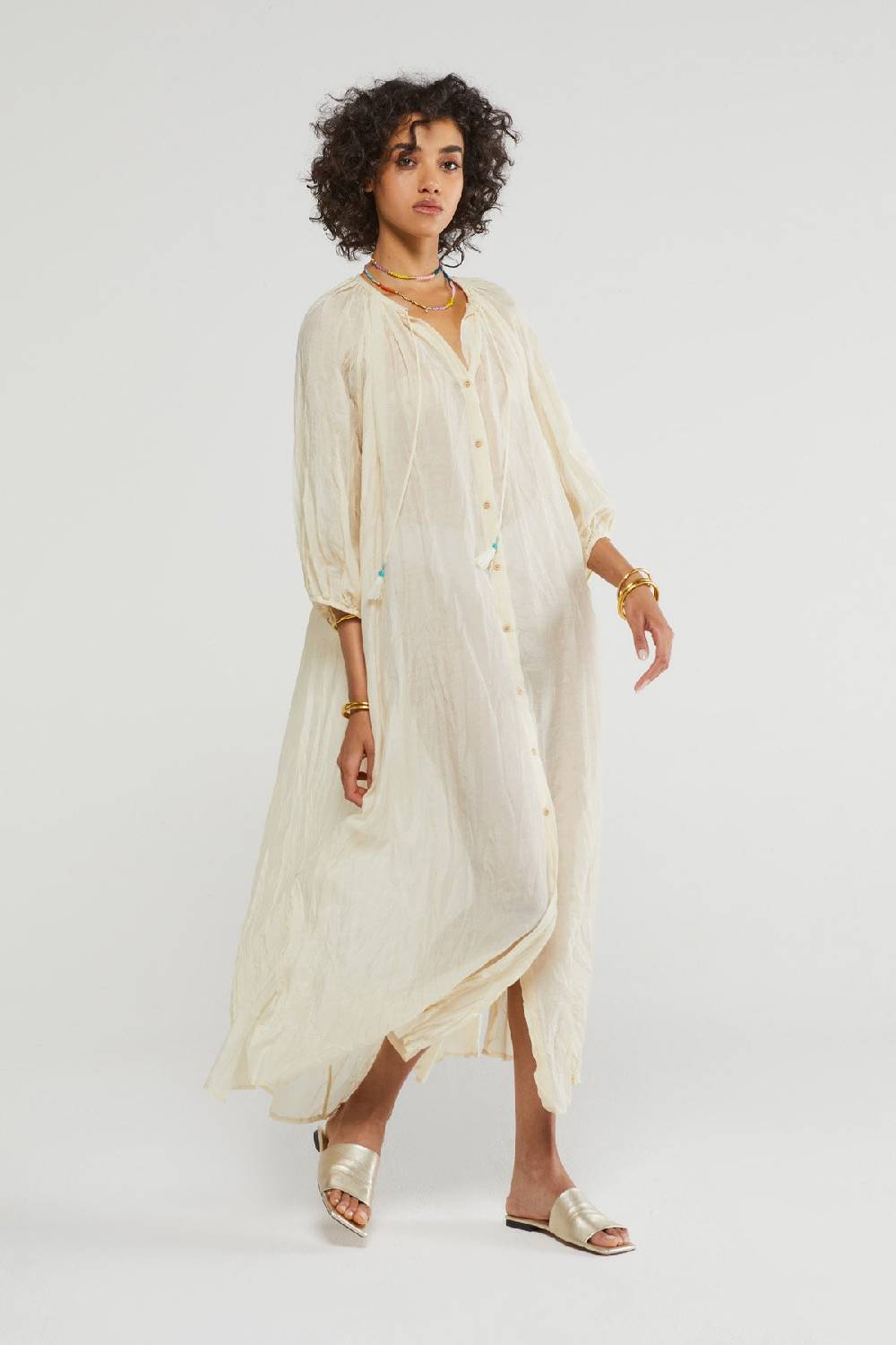 ottod'Ame Silk blend long chemisier dress