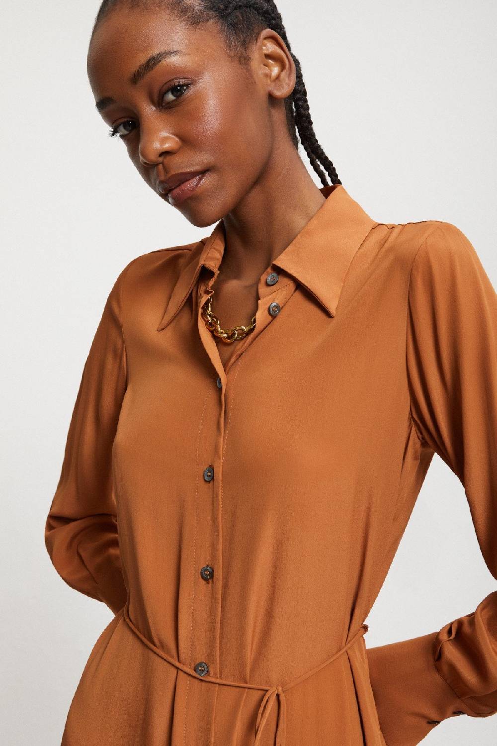 Ottod'Ame Silk-blend Long Chemisier With Belt