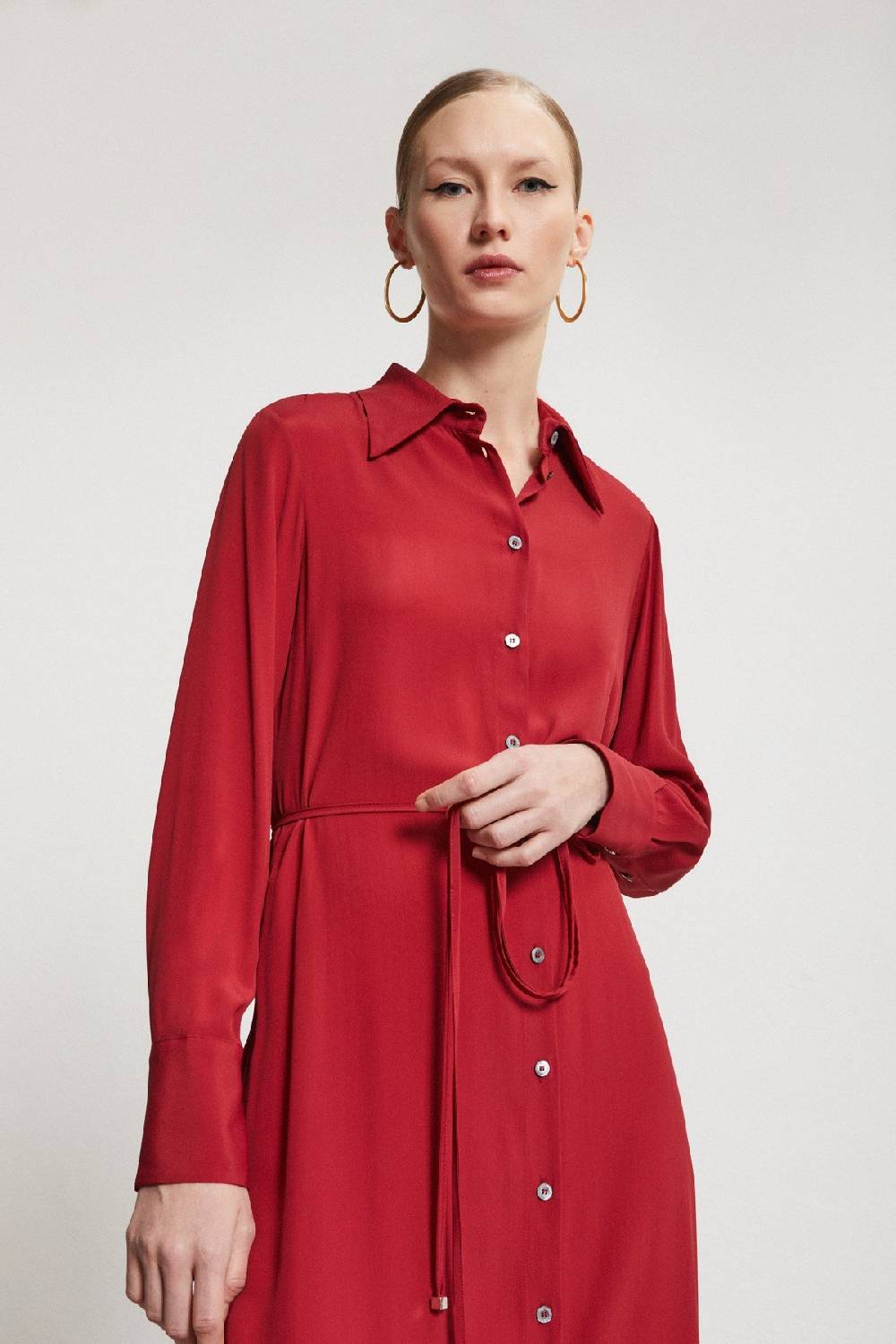 Ottod'Ame Silk-blend Long Chemisier With Belt