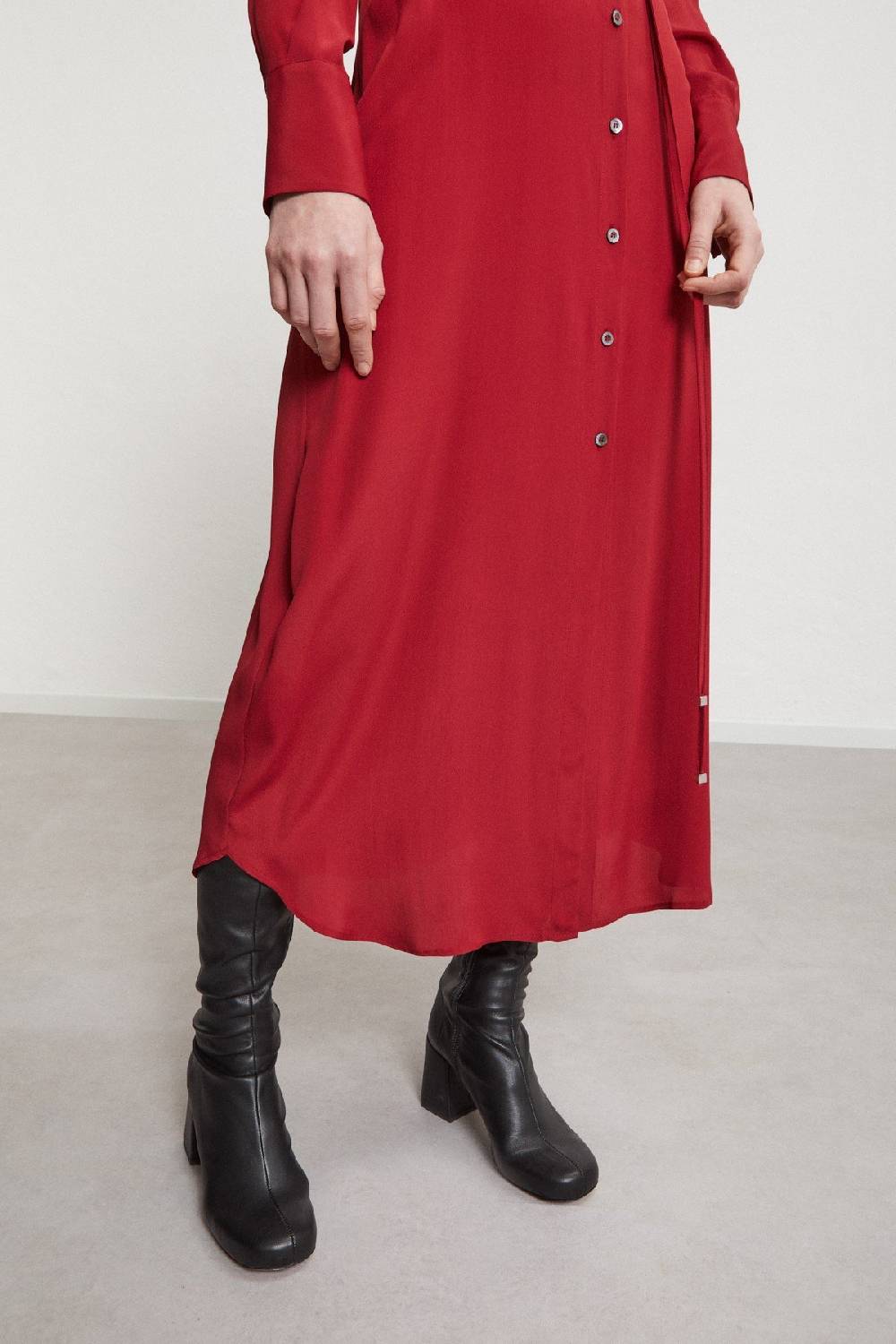 Ottod'Ame Silk-blend Long Chemisier With Belt