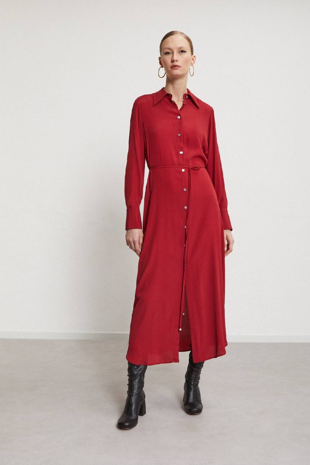 ottod'Ame Silk-blend long chemisier with belt