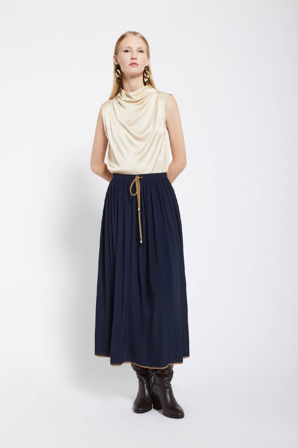 ottod'Ame Silk-blend long skirt