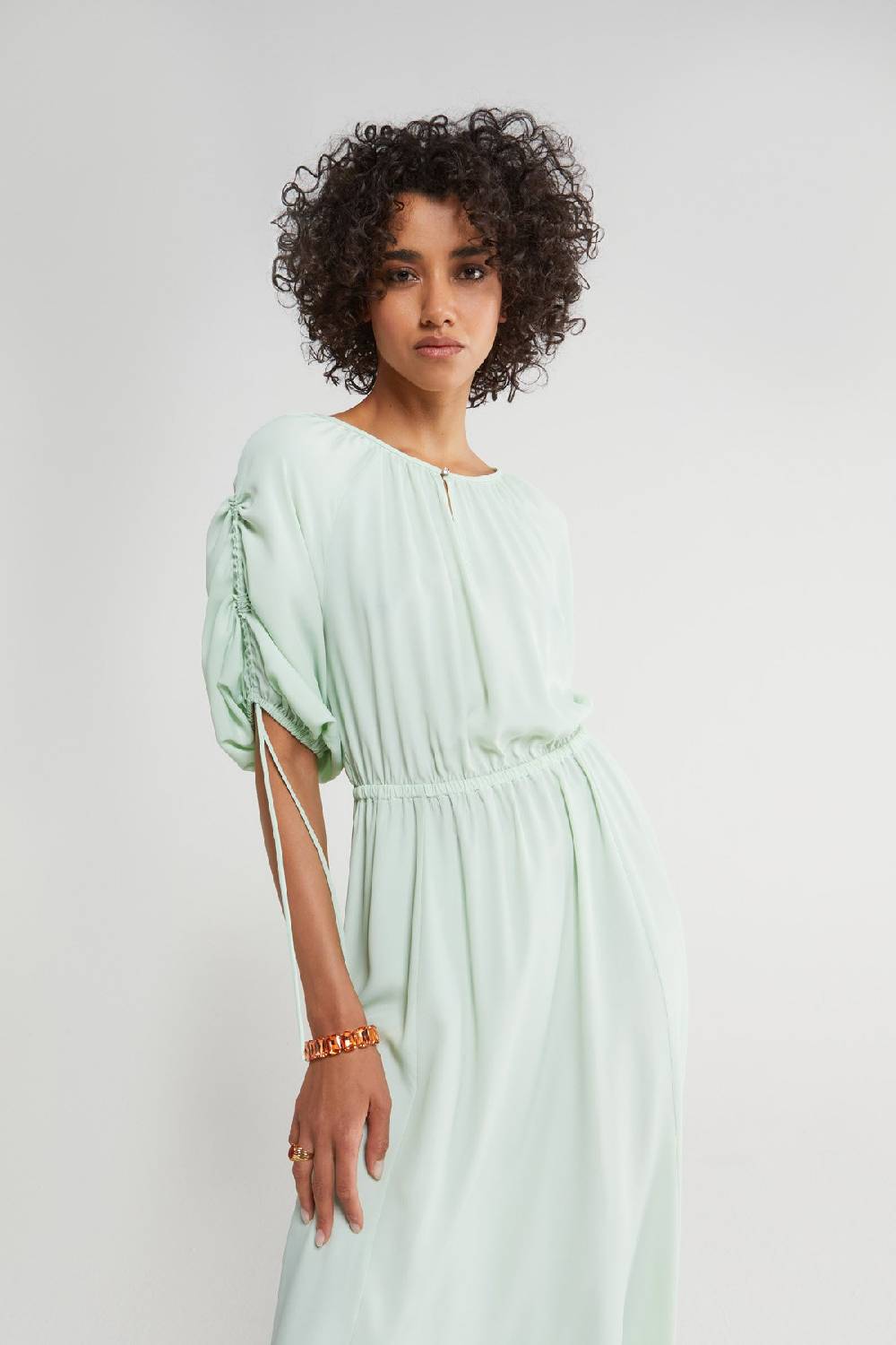 Ottod'Ame Silk Blend Midi Dress With Drawstring