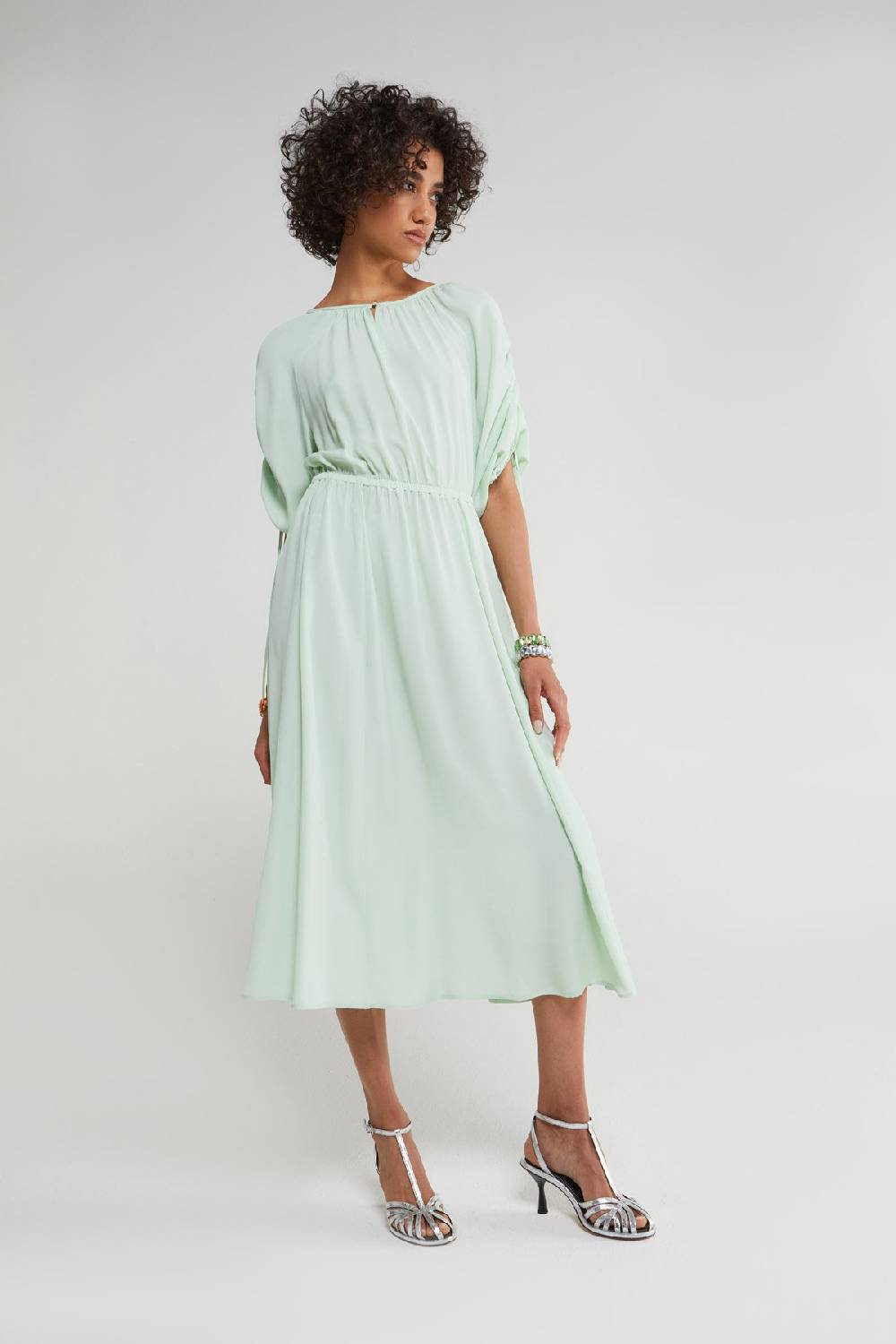 ottod'Ame Silk blend midi dress with drawstring