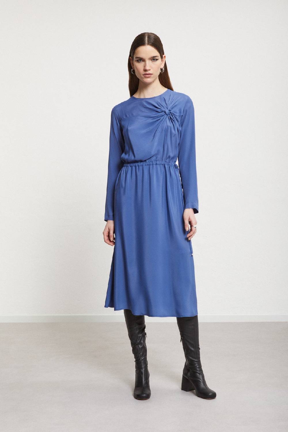 Ottod'Ame Silk-blend Midi Dress With Knot