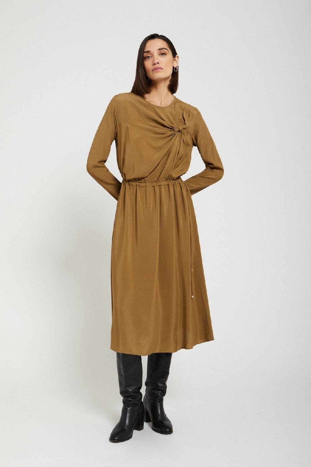 Ottod'Ame Silk-blend Midi Dress With Knot