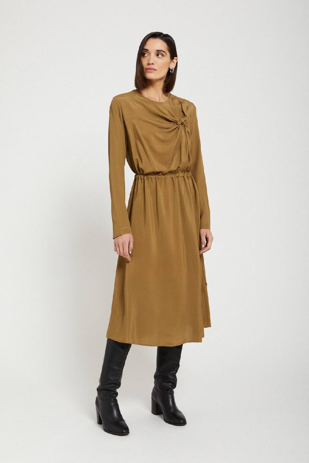 ottod'Ame Silk-blend midi dress with knot