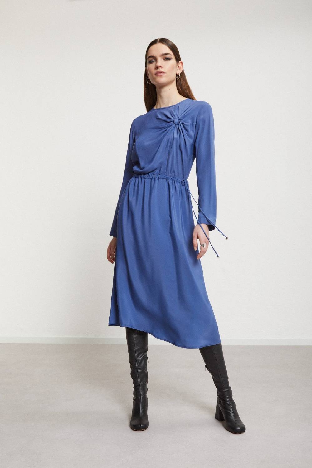 ottod'Ame Silk-blend midi dress with knot