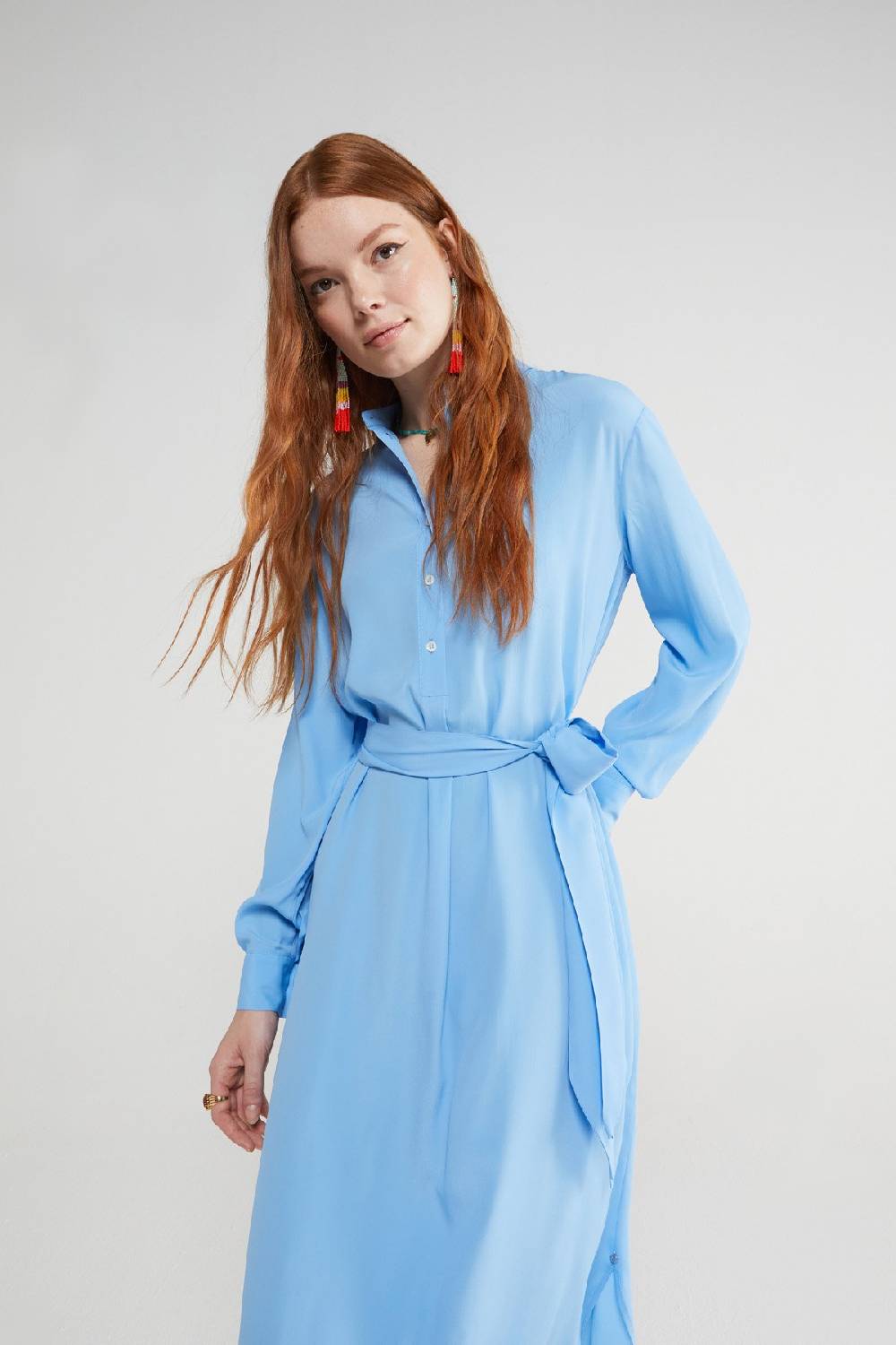 Ottod'Ame Silk Blend Midi Dress With Sash