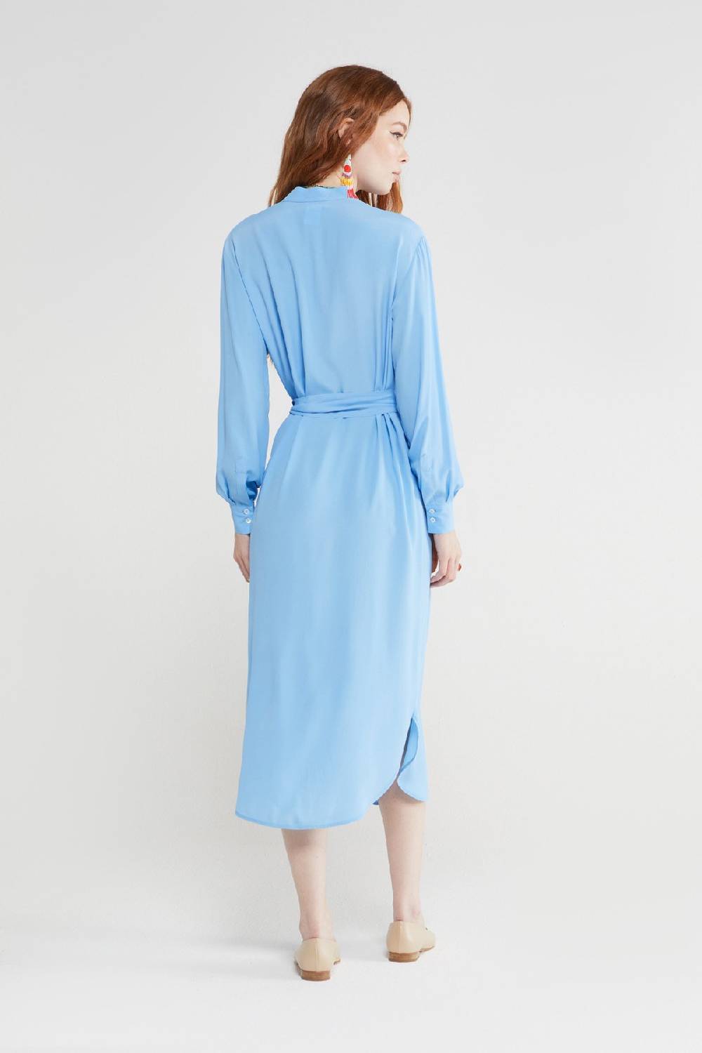 Ottod'Ame Silk Blend Midi Dress With Sash