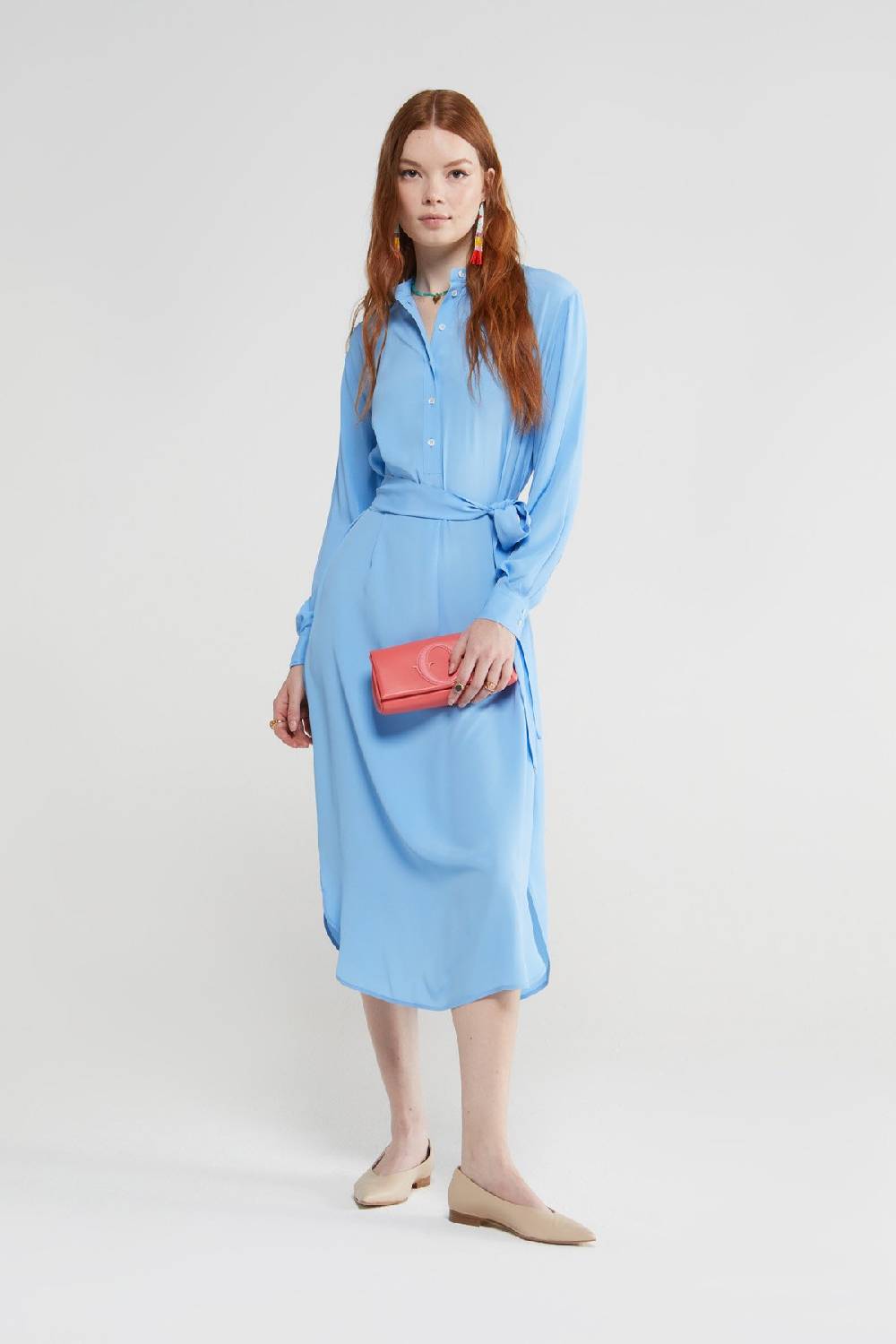 ottod'Ame Silk blend midi dress with sash