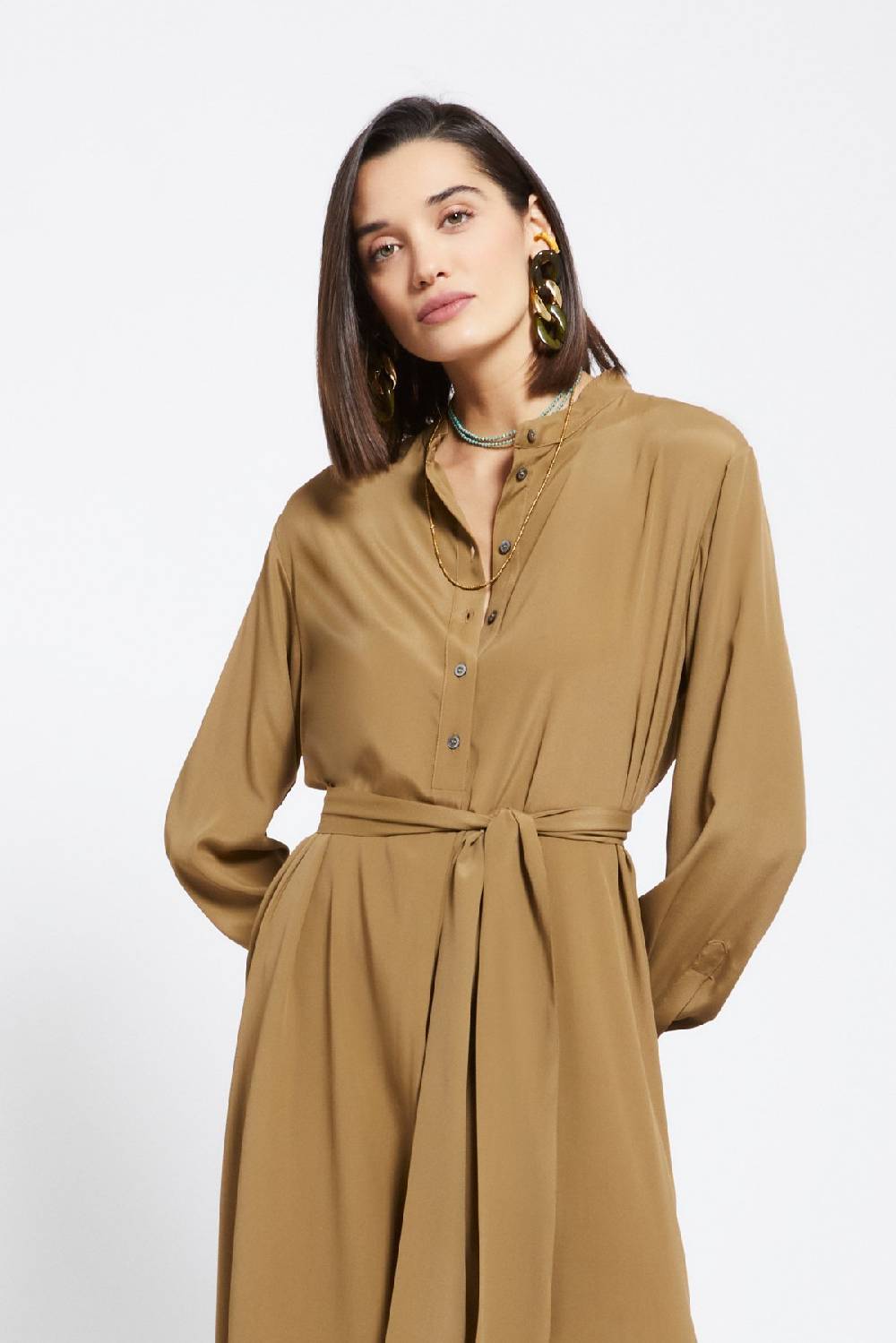 Ottod'Ame Silk-blend Midi Dress With Sash