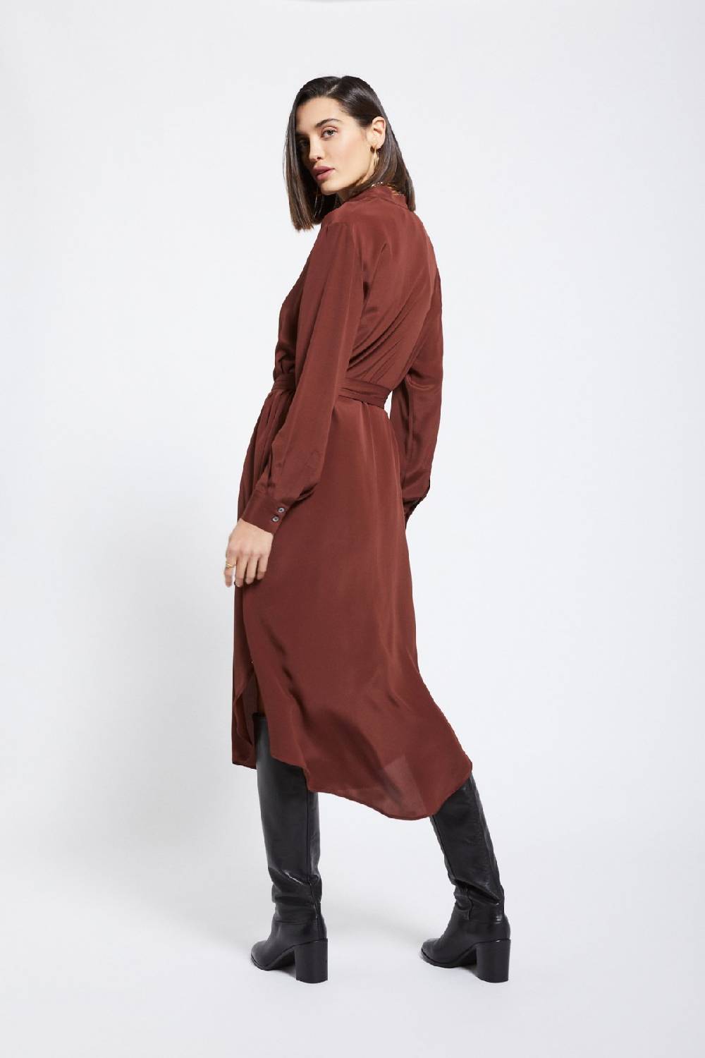 Ottod'Ame Silk-blend Midi Dress With Sash