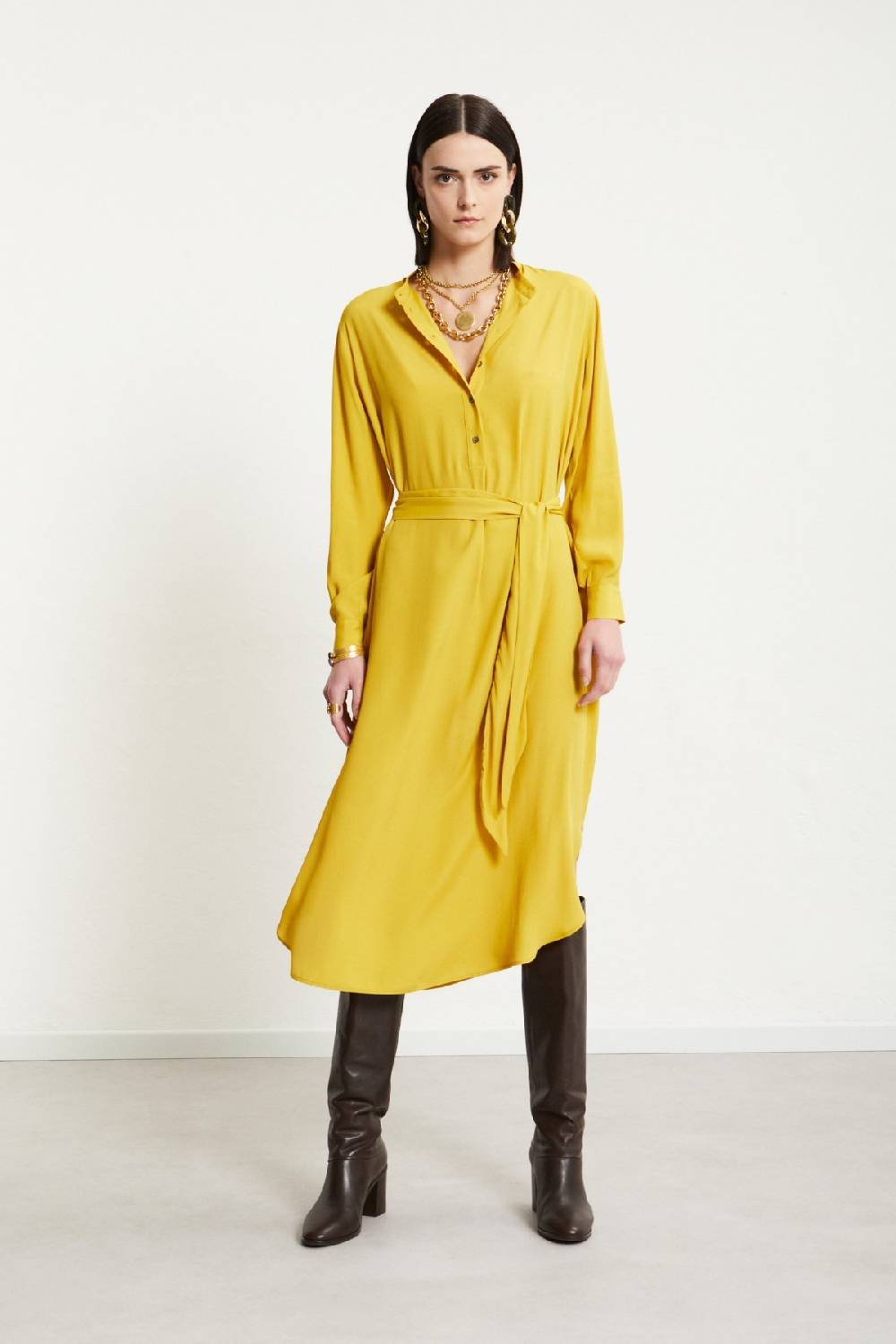 ottod'Ame Silk-blend midi dress with sash