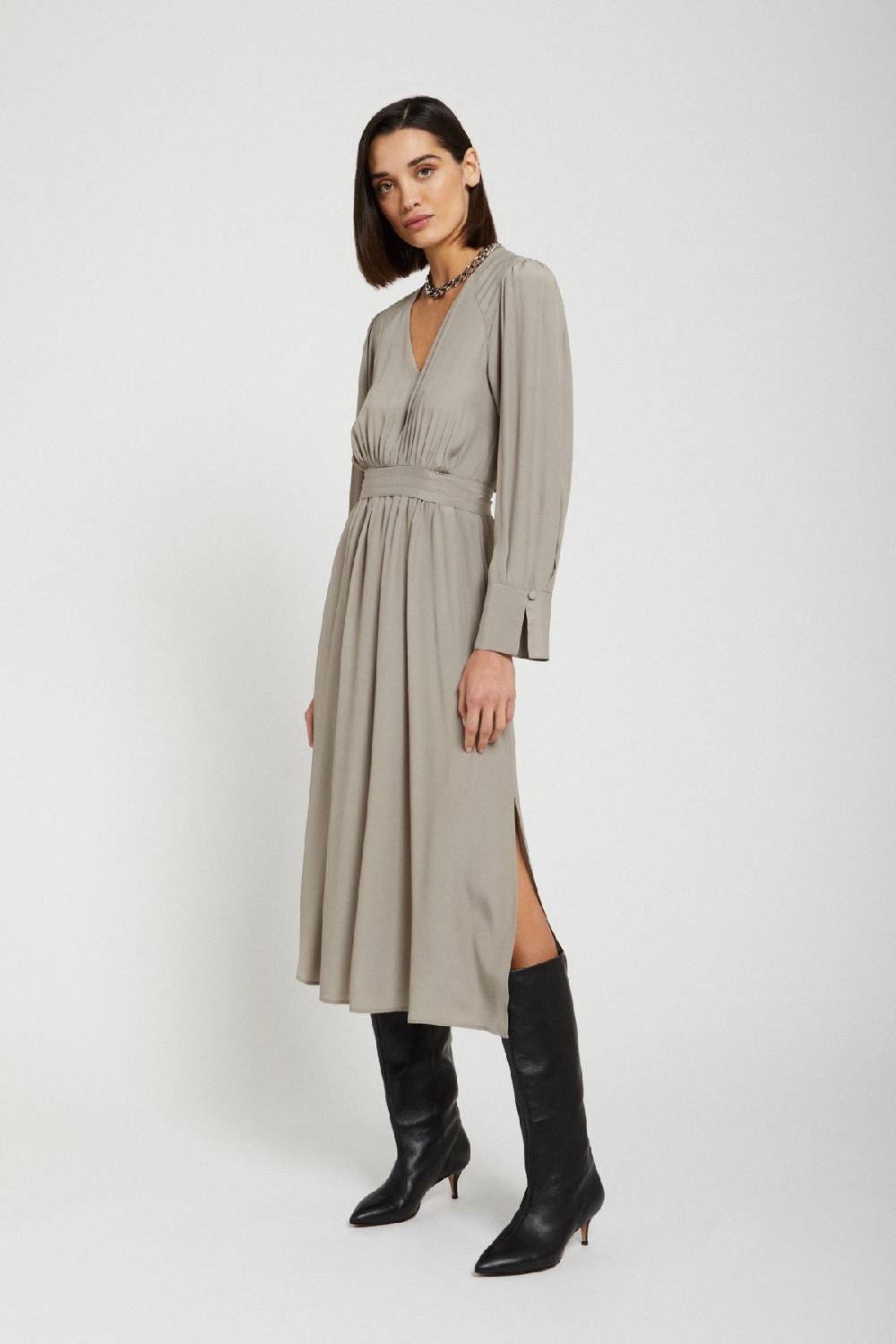 ottod'Ame Silk-blend midi dress with V neck