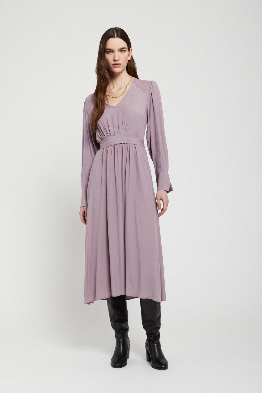 ottod'Ame Silk-blend midi dress with V neck