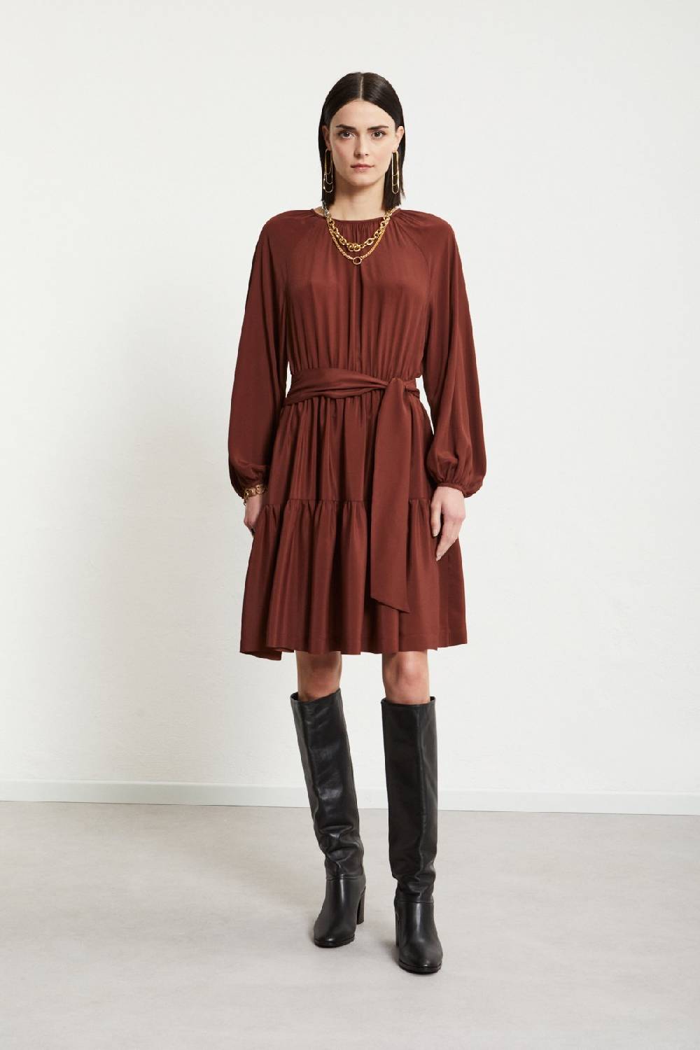 Ottod'Ame Silk-blend Mini Dress With Sash