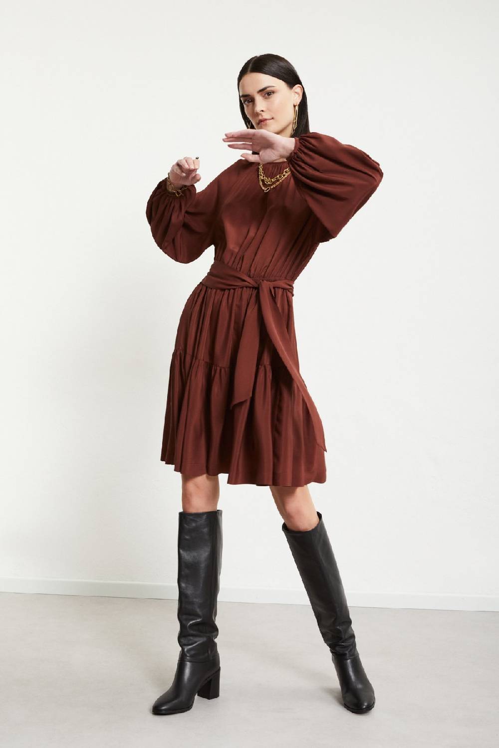 ottod'Ame Silk-blend mini dress with sash