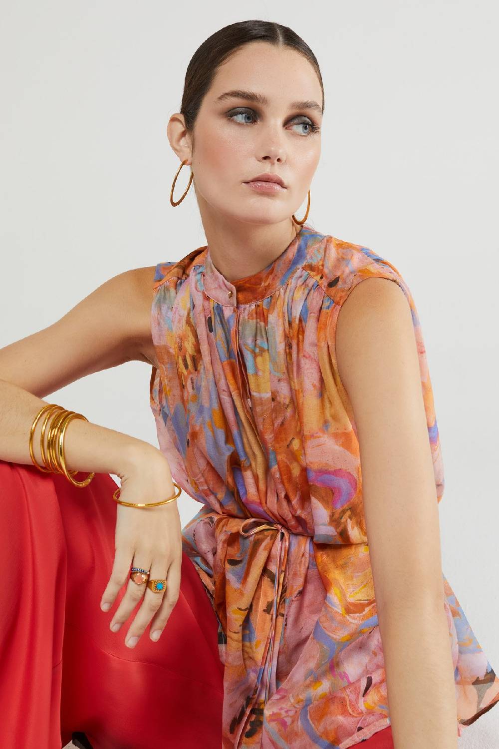 Ottod'Ame Silk Blend Sleeveless Shirt