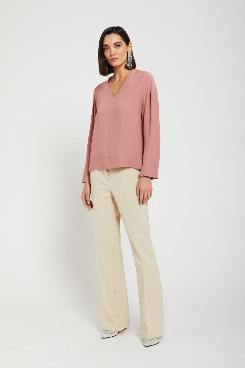 Ottod'Ame Silk-blendl Flared Blouse