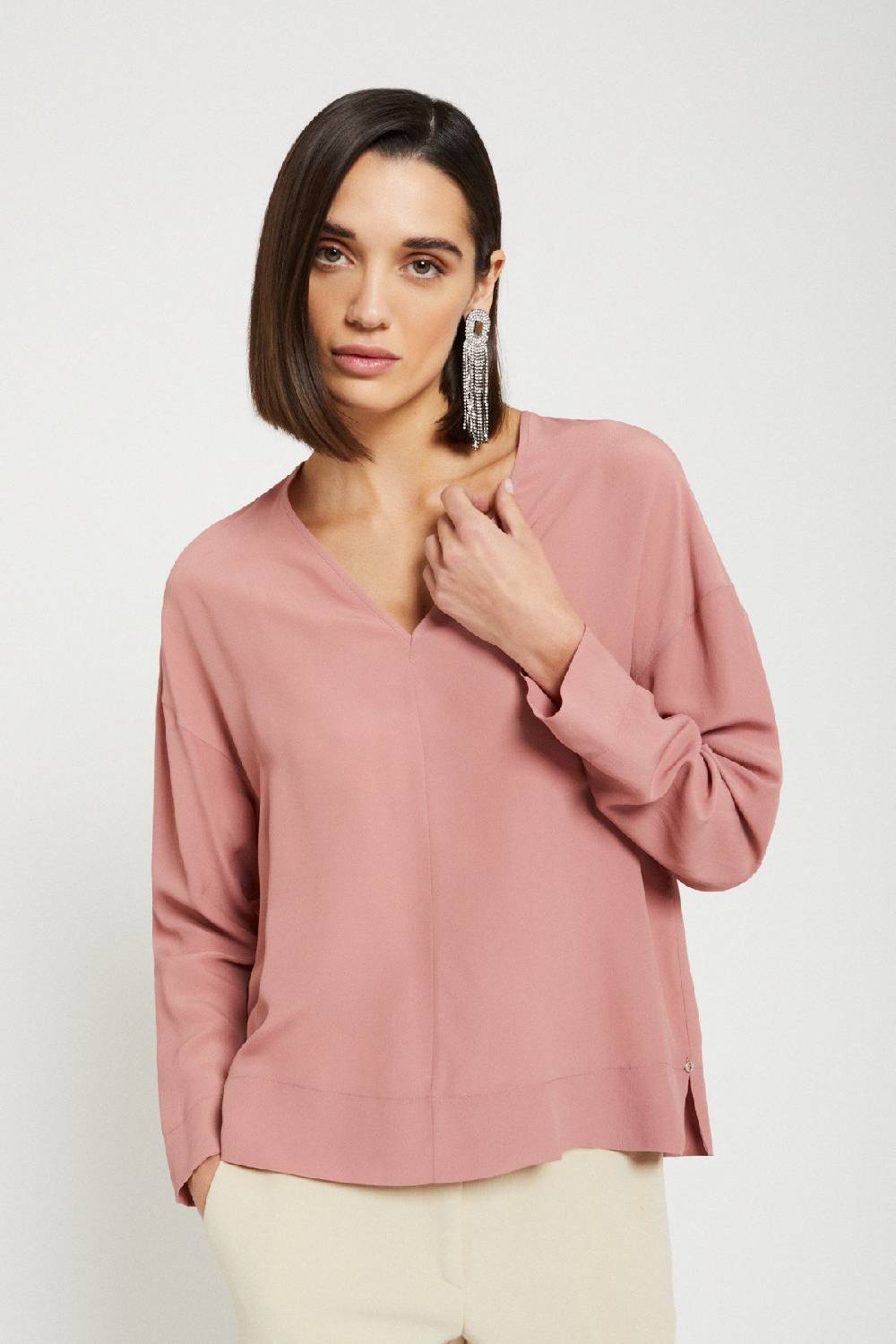 Ottod'Ame Silk-blendl Flared Blouse