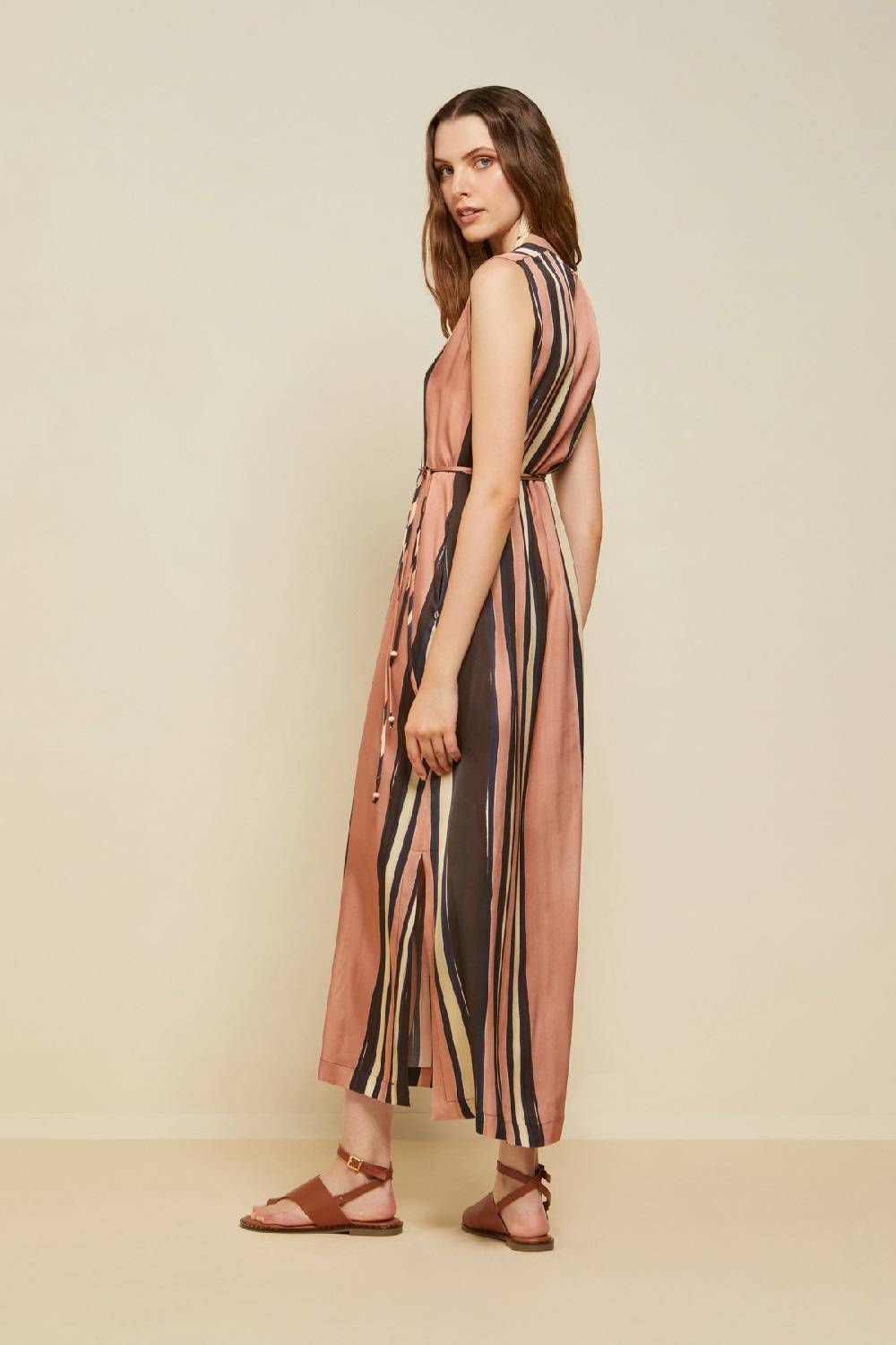 Ottod'Ame Sleeveles Viscose Long Dress With Belt