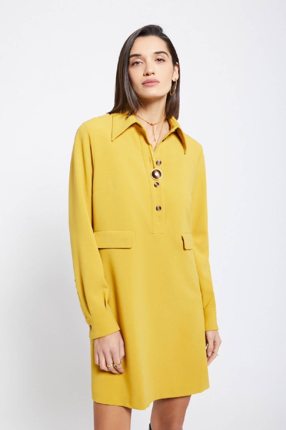 Ottod'Ame Solid Short Dress With Collar