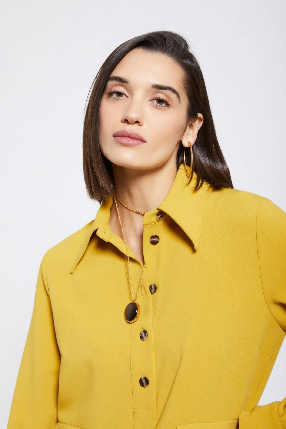 Ottod'Ame Solid Short Dress With Collar