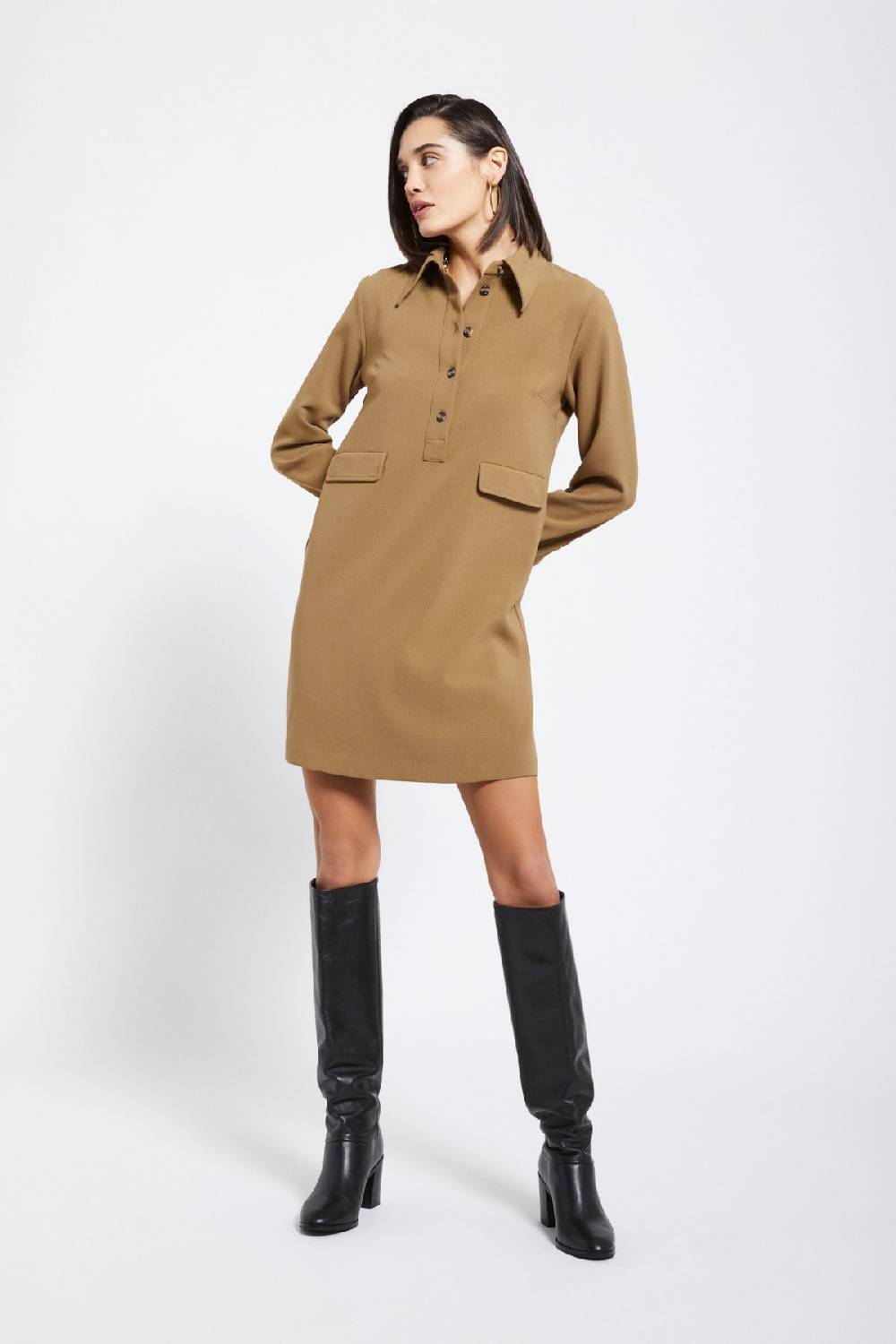 Ottod'Ame Solid Short Dress With Collar