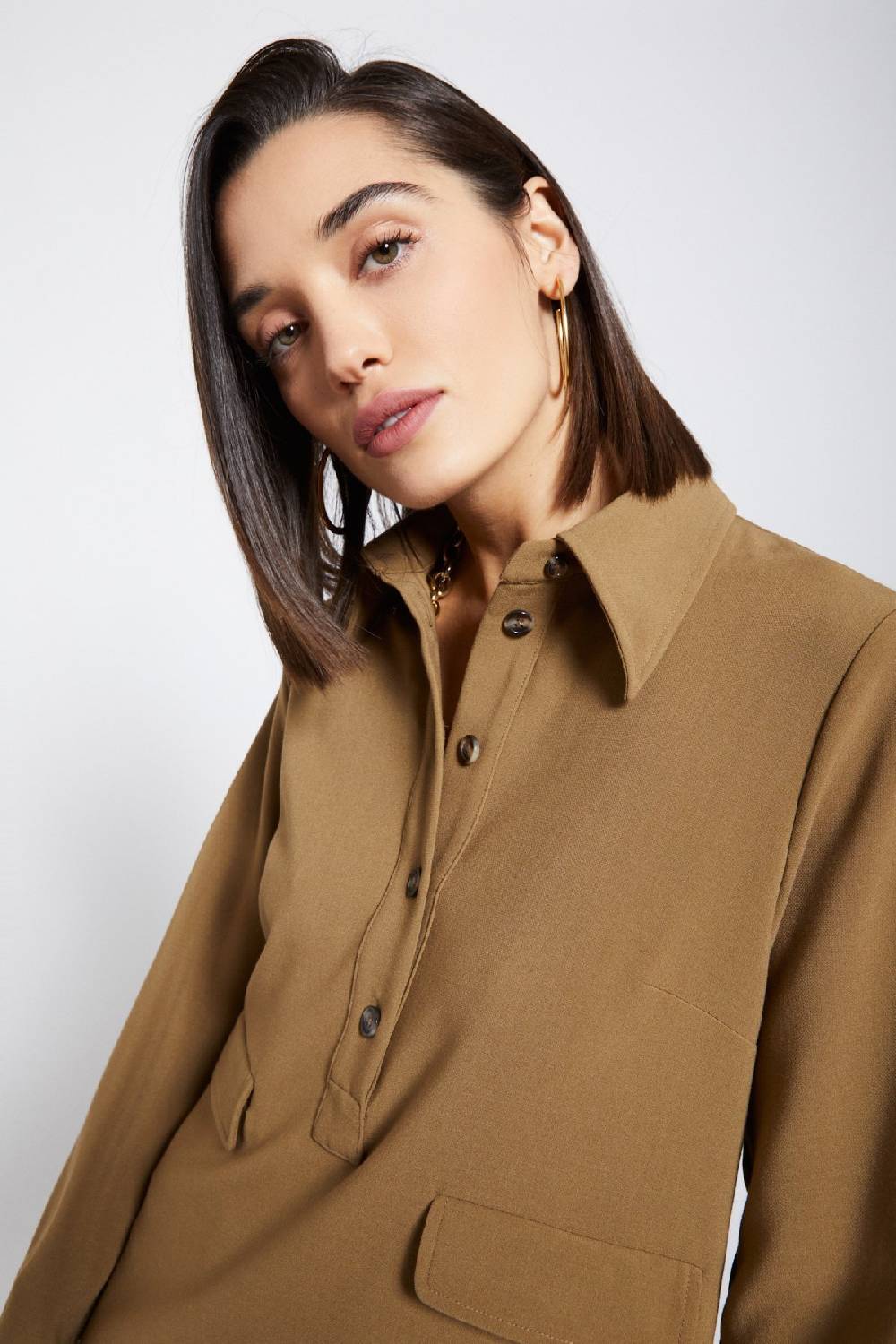 Ottod'Ame Solid Short Dress With Collar