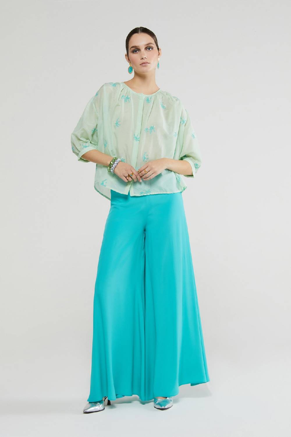 ottod'Ame Transparent shirt with embroideries