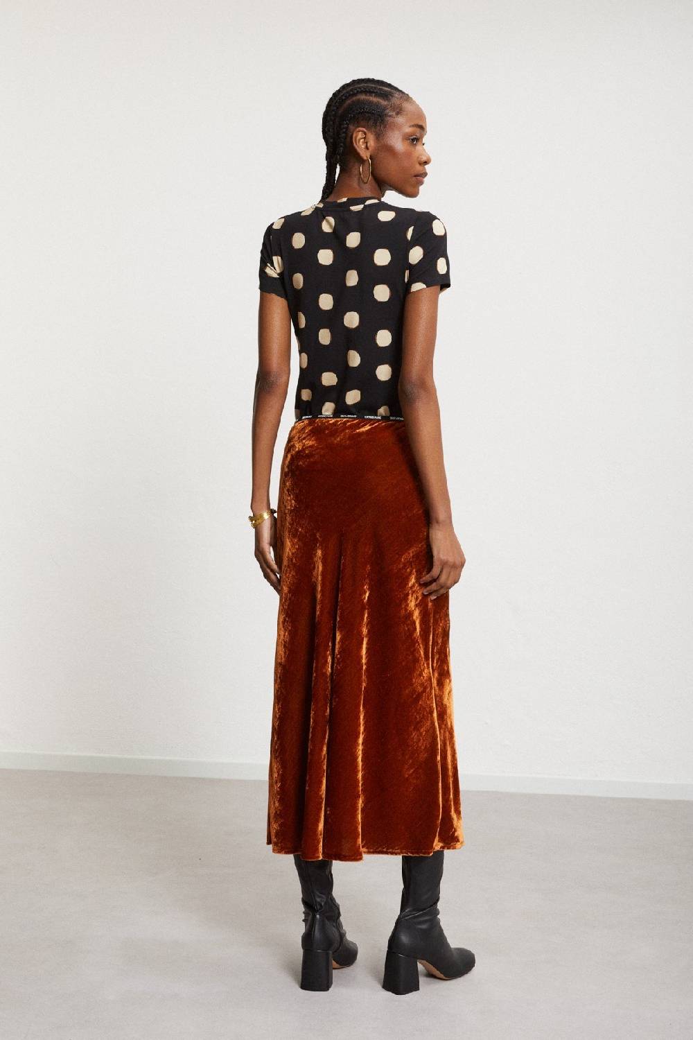 Ottod'Ame Velvet Midi Skirt