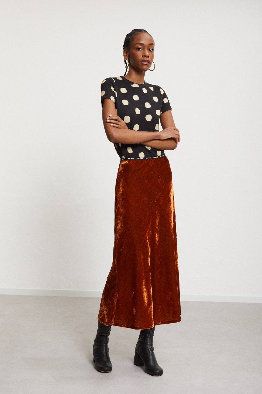 Ottod'Ame Velvet Midi Skirt