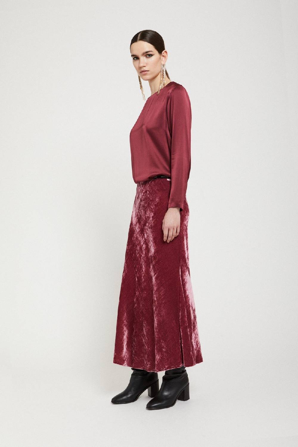 Ottod'Ame Velvet Midi Skirt