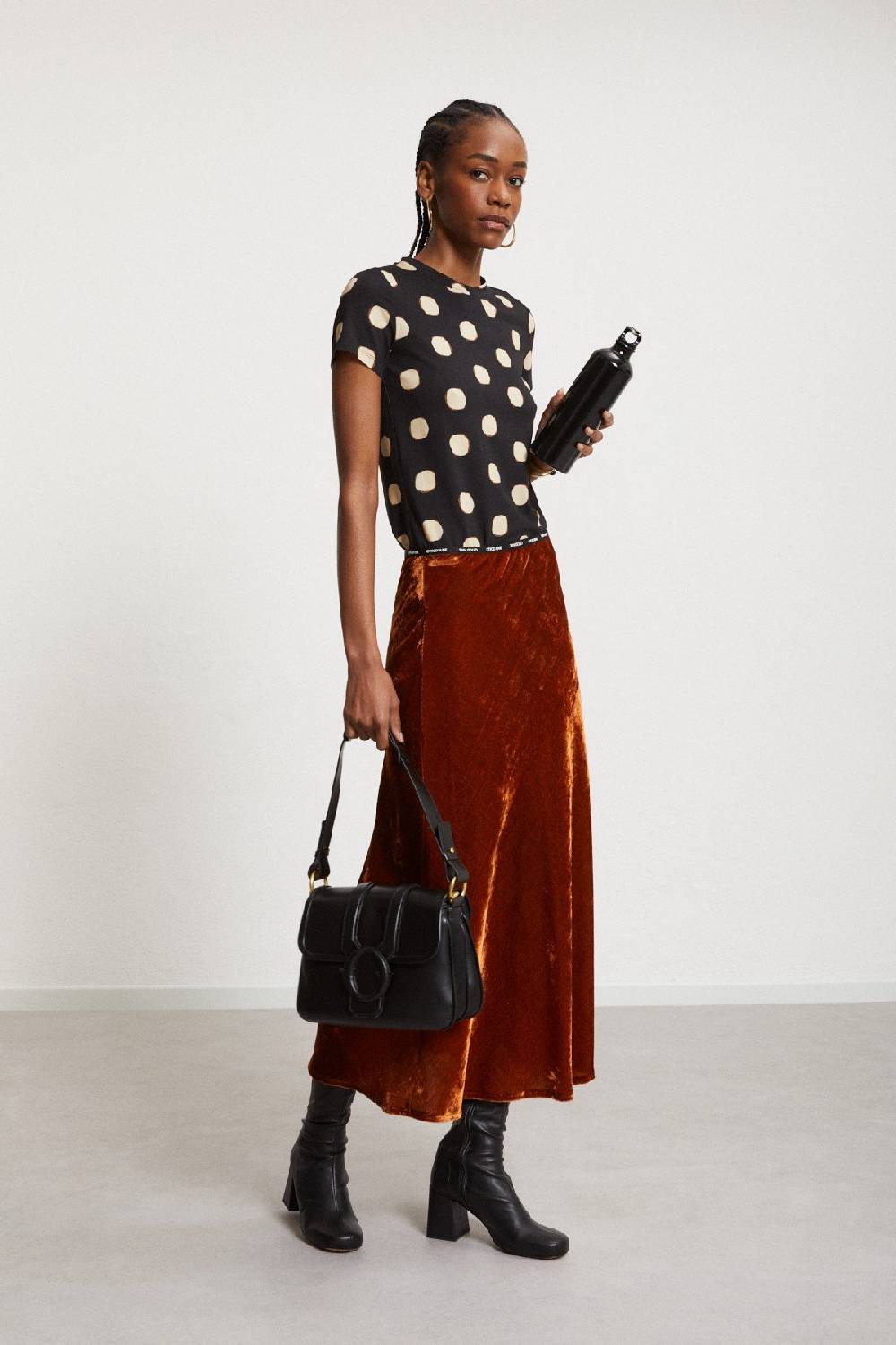 ottod'Ame Velvet midi skirt