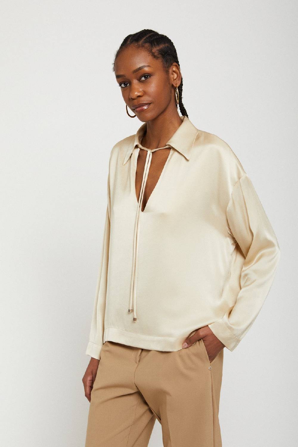 Ottod'Ame Viscose Blouse With Drawstring