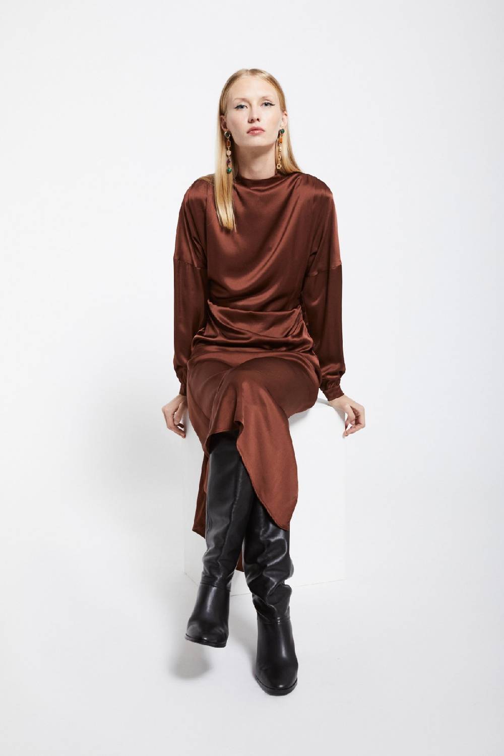 Ottod'Ame Viscose Long Dress With Long Sleeves
