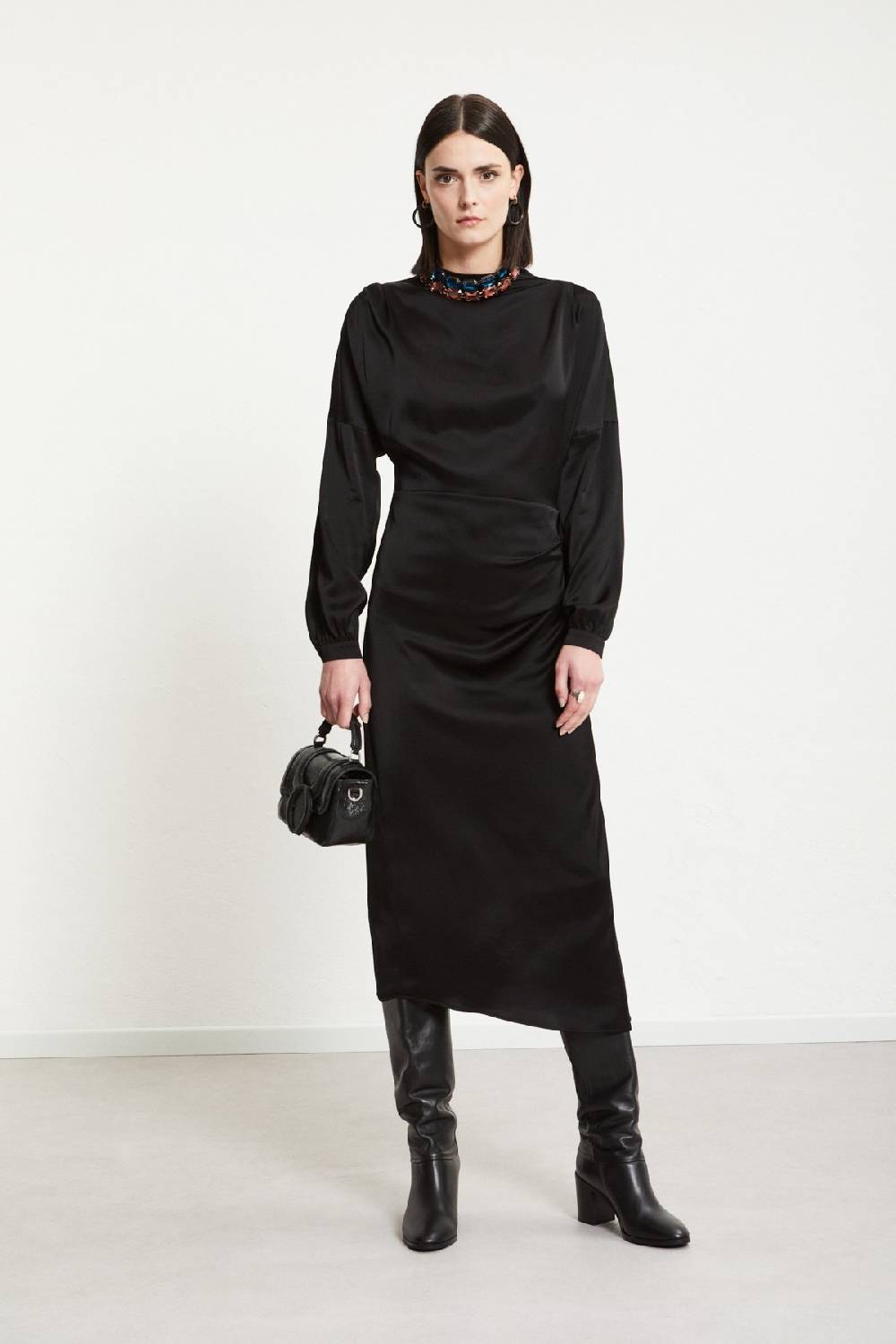 ottod'Ame Viscose long dress with long sleeves