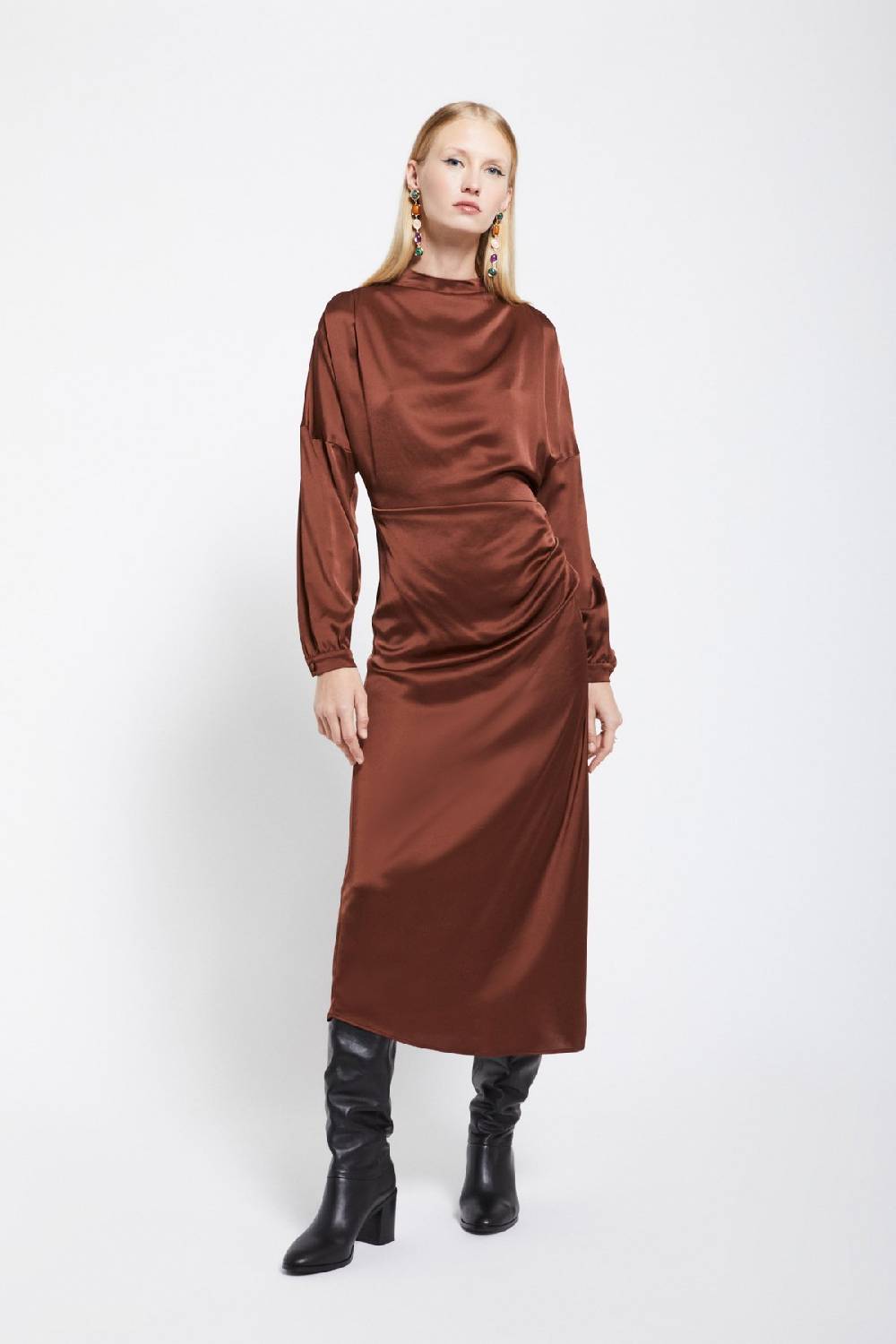 ottod'Ame Viscose long dress with long sleeves