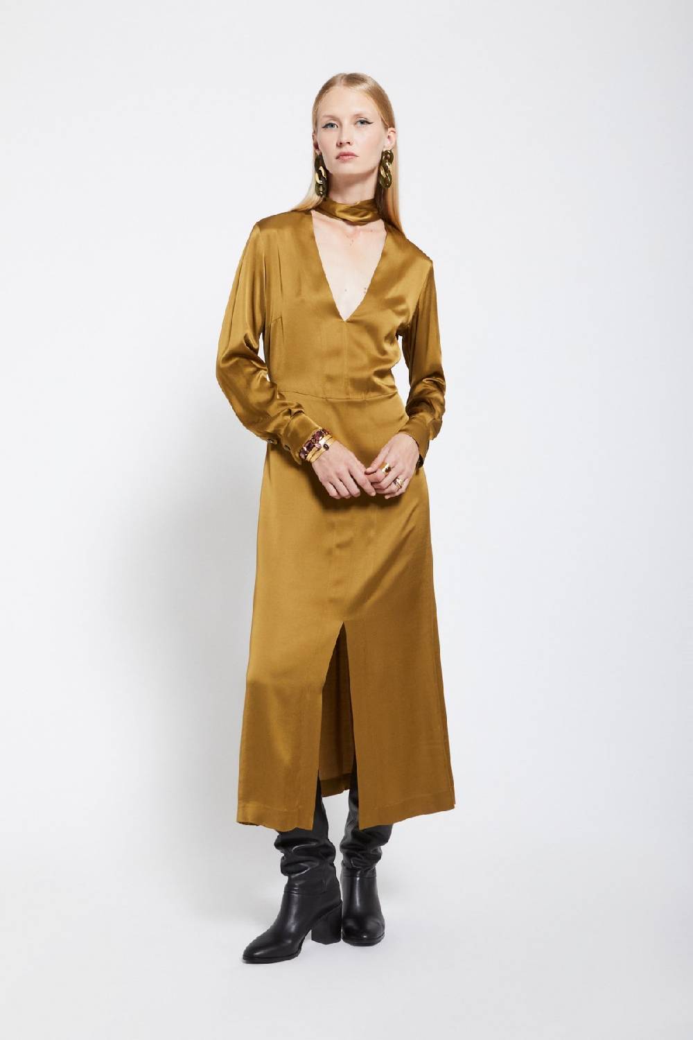 ottod'Ame Viscose long dress with V neck