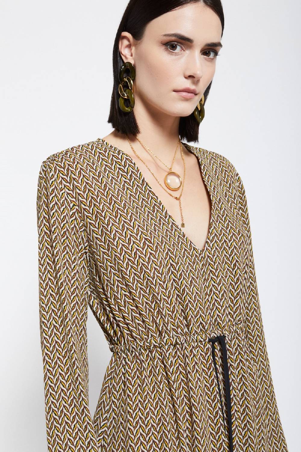 Ottod'Ame Viscose Midi Dress With Drawstring