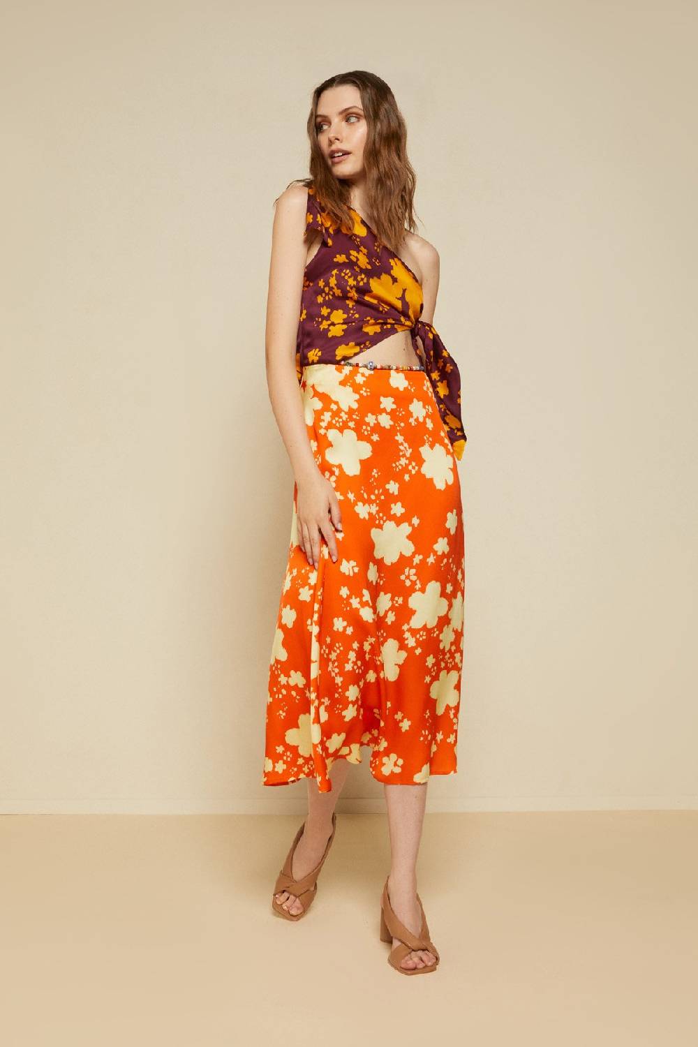 ottod'Ame Viscose midi dress with foulard top