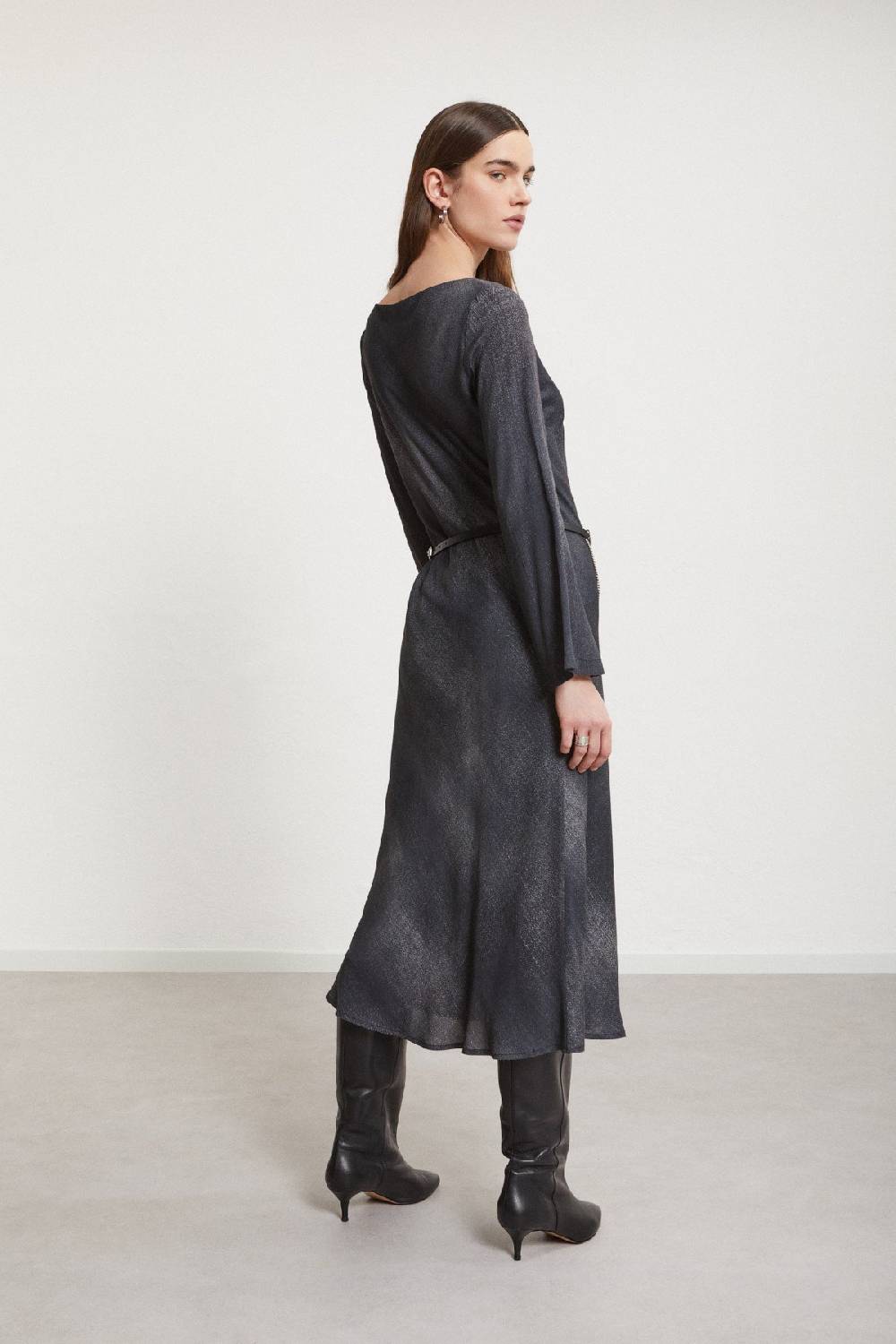 Ottod'Ame Viscose Midi Dress With Wide Sleeve